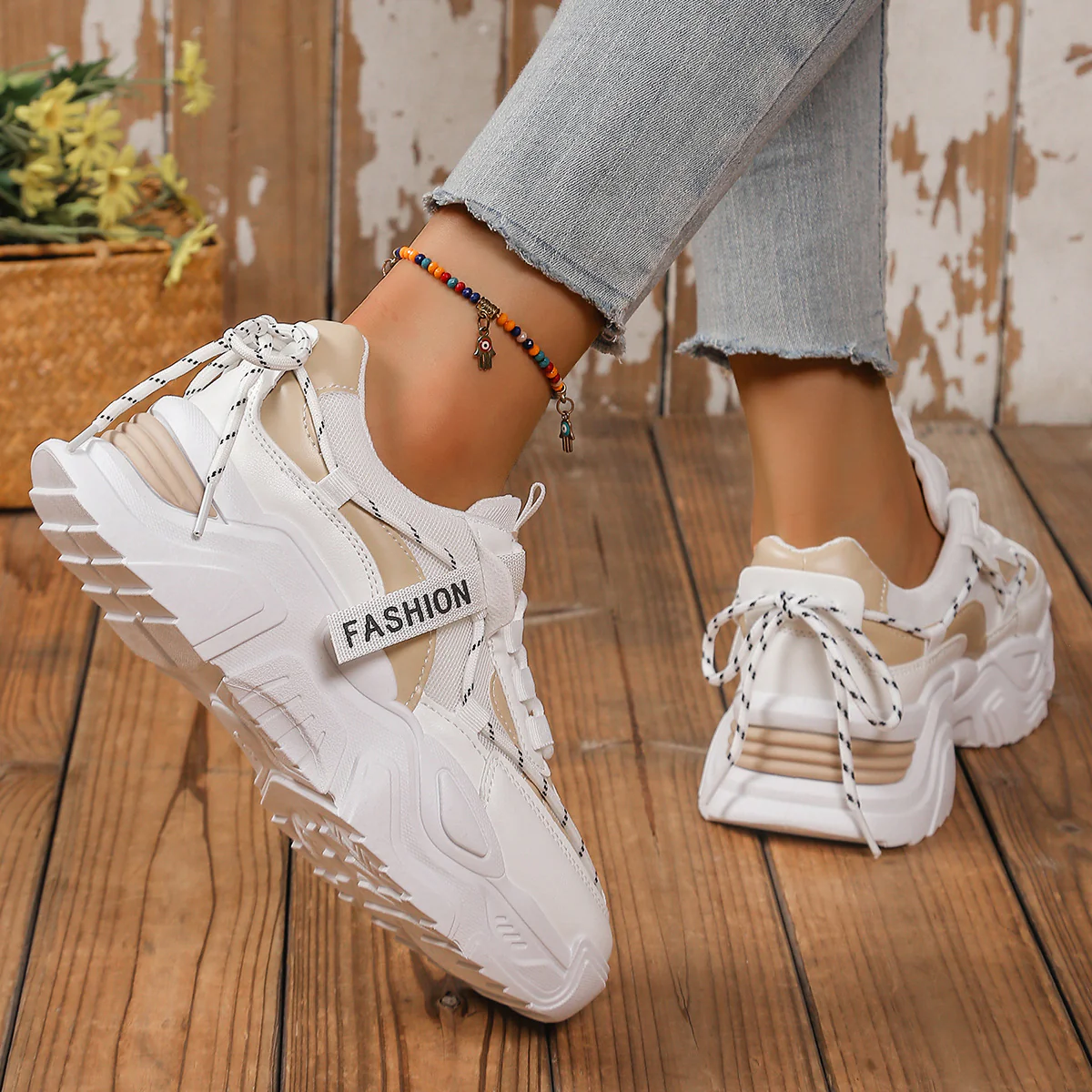 Damen Trendige und bequeme Chunky Sneaker mit atmungsaktivem Mesh-Obermaterial Heidi Mode - Image 5