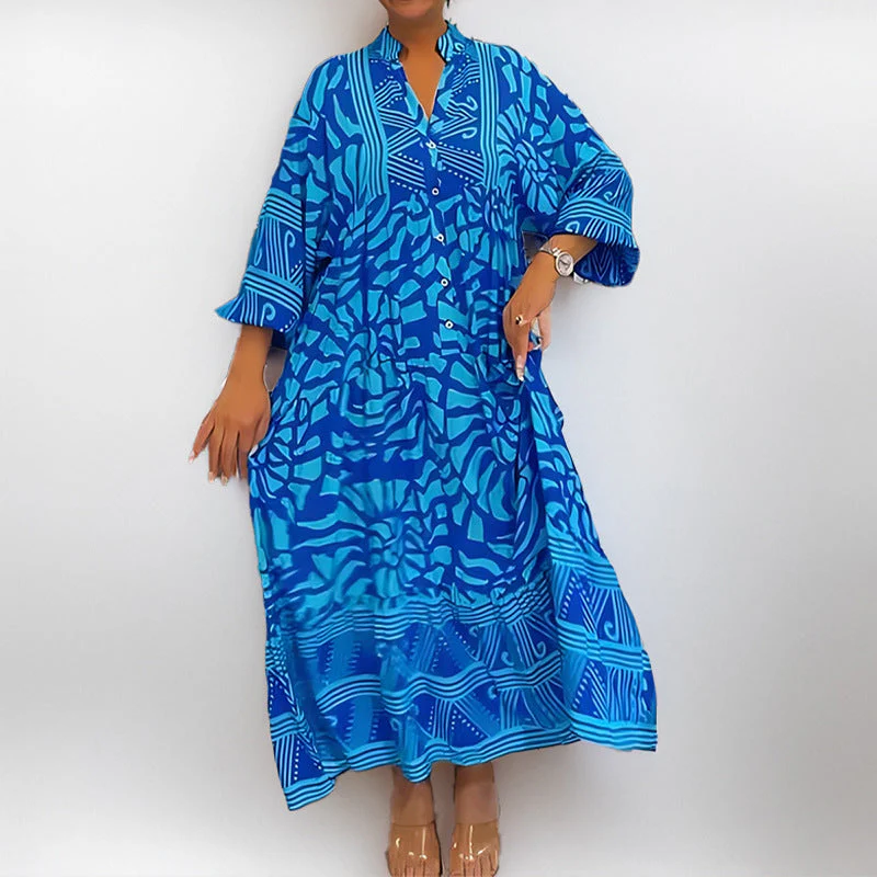 Damen Tunika-Kleid mit Einzigartigem Grafikdruck und Weiten Ärmeln Heidi-Mode - Image 4