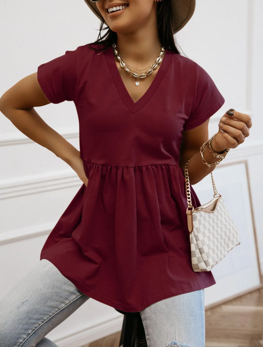 Damen Tunika mit elegantem V-Ausschnitt und fließendem Schnitt Heidi-Mode - Image 3