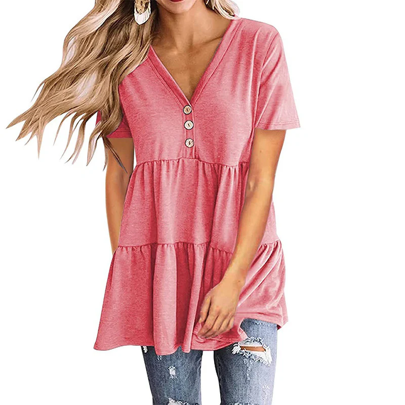 Damen Tunika-Top mit V-Ausschnitt und knöpfbarem Design Heidi-Mode - Image 2