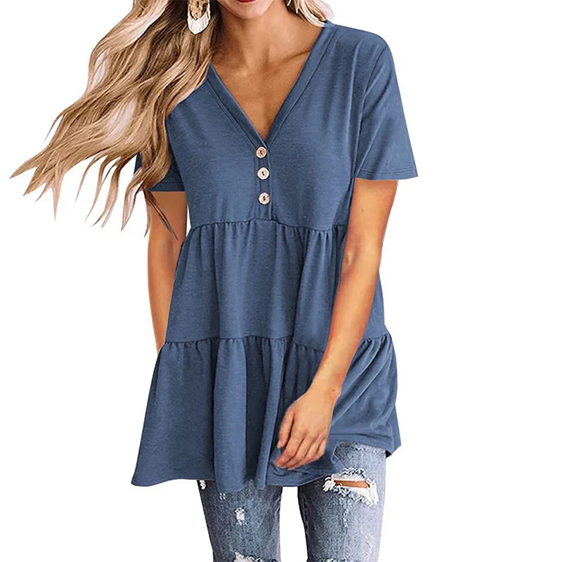 Damen Tunika-Top mit V-Ausschnitt und knöpfbarem Design Heidi-Mode - Image 8