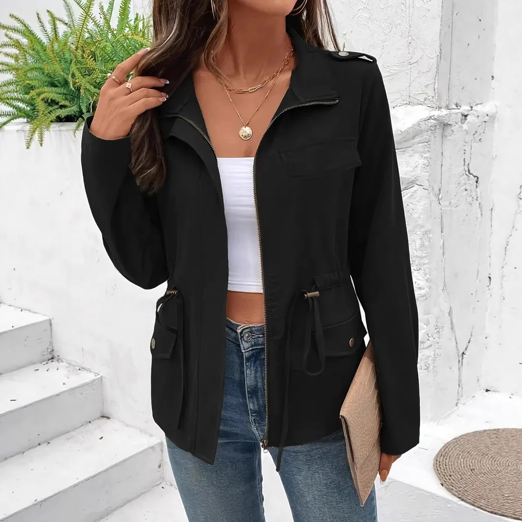 Damen Übergangsjacke mit verstellbarem Taillenzug und praktischen Taschen Heidi-Mode - Image 3