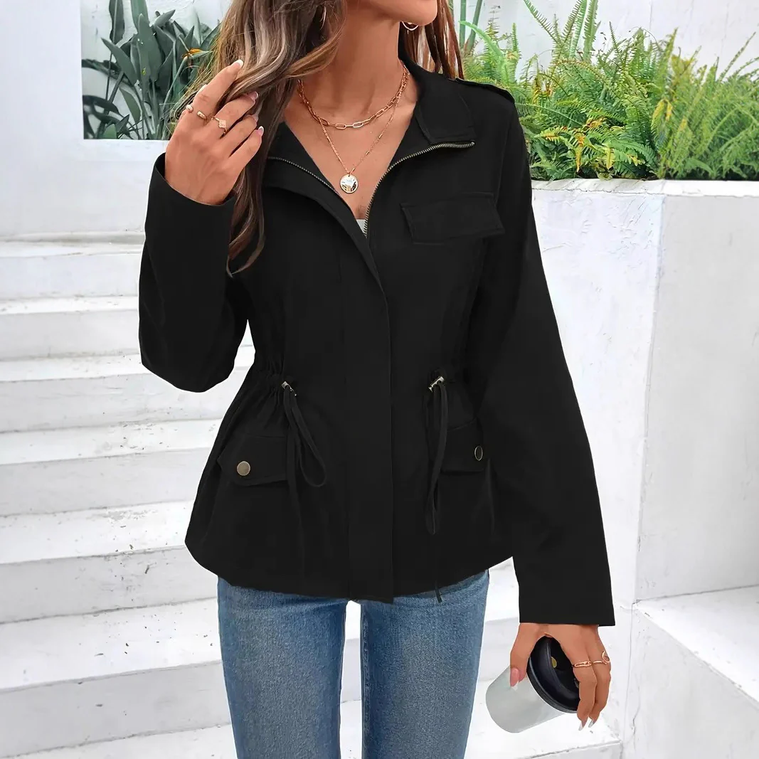 Damen Übergangsjacke mit verstellbarem Taillenzug und praktischen Taschen Heidi-Mode - Image 4