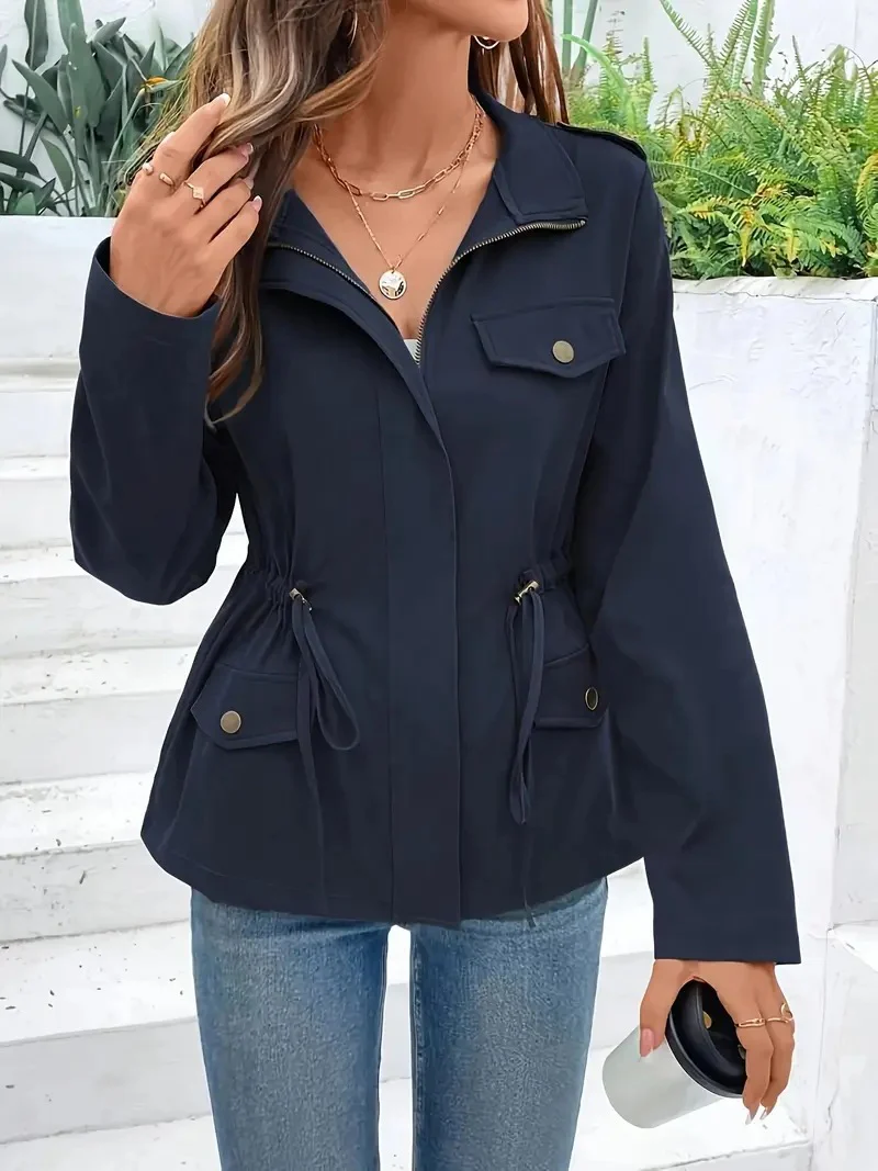 Damen Übergangsjacke mit verstellbarem Taillenzug und praktischen Taschen Heidi-Mode - Image 7