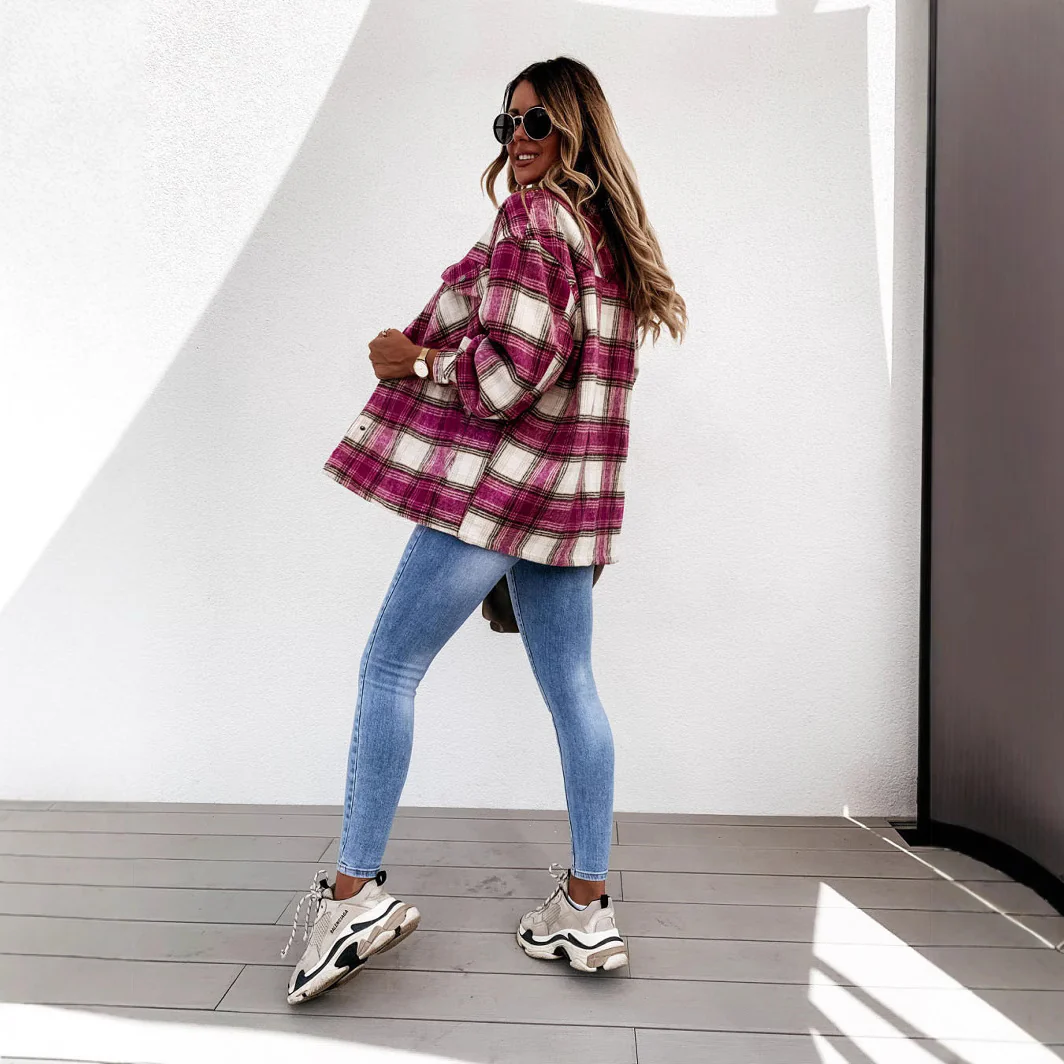 Damen Übergroße Karo-Pulloverjacke Heidi-Mode - Image 3