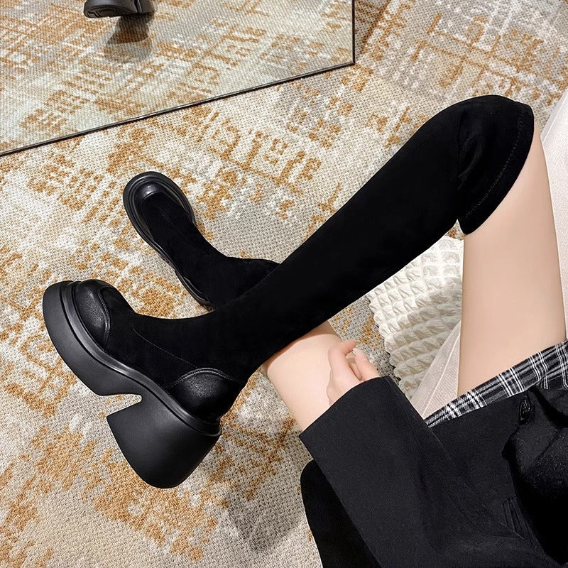 Damen Überknee-Stiefel mit modischem Blockabsatz Heidi Mode - Image 3