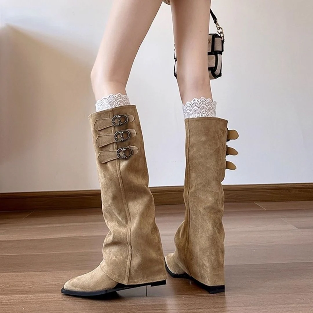 Damen Überknie Stiefel mit modischen Schnallen und hochwertigem Leder Heidi Mode - Image 7
