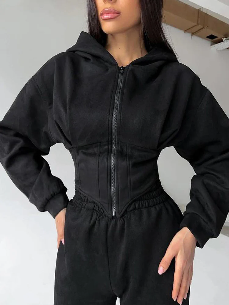 Damen Urbaner Kapuzen-Jumpsuit mit funktionellen Details Heidi-Mode - Image 10