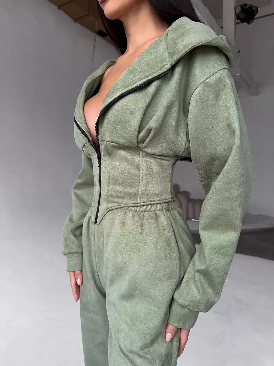 Damen Urbaner Kapuzen-Jumpsuit mit funktionellen Details Heidi-Mode - Image 9