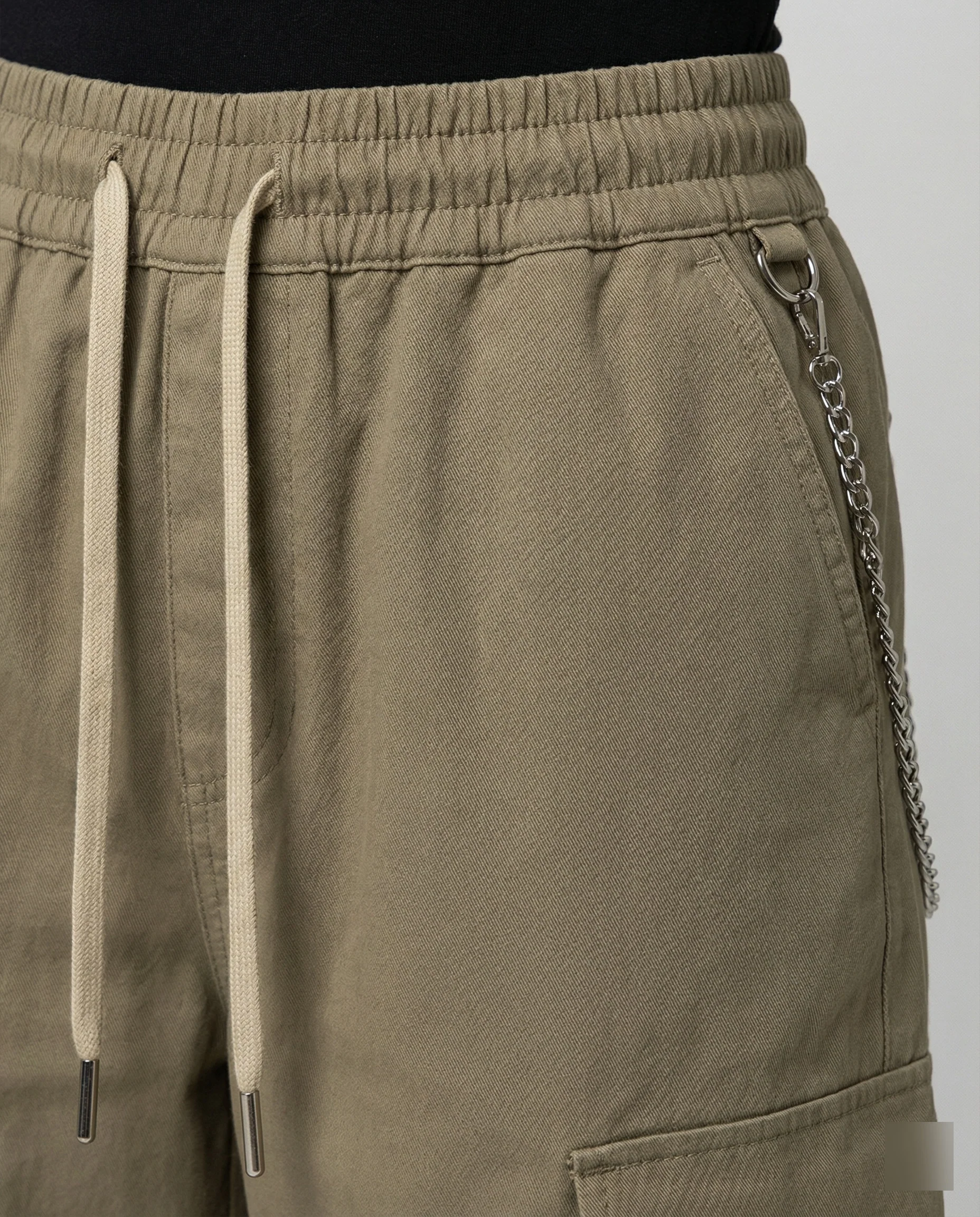 Damen utilitaristische weit geschnittene Cargo-Hose mit hohem Bund Kordelzug und Saumverstellung Heidi-Mode - Image 3