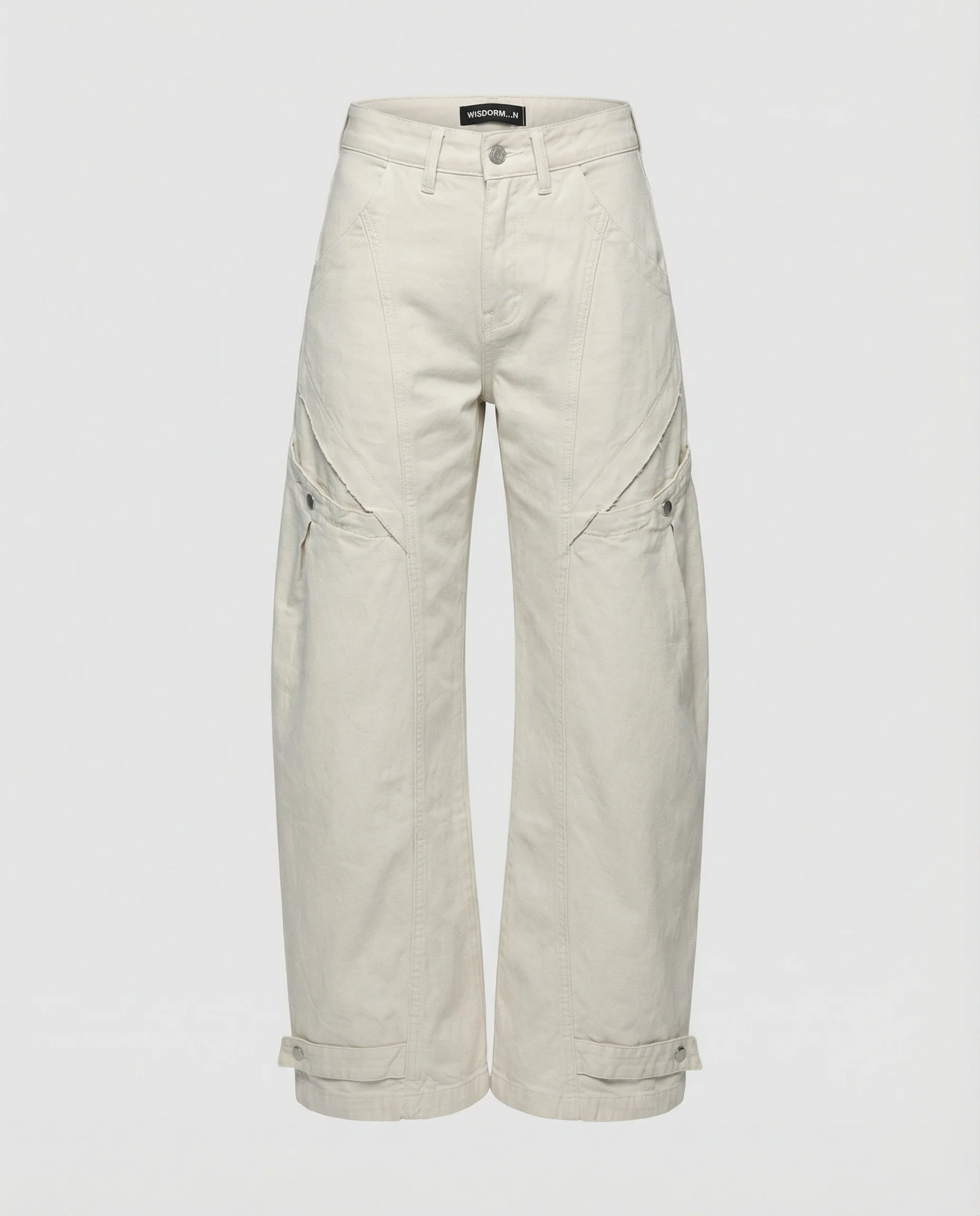 Damen Utility-Palazzohose mit hoher Bundpassform aufgesetzten Klappentaschen und verstellbarem Saum Heidi-Mode - Image 5