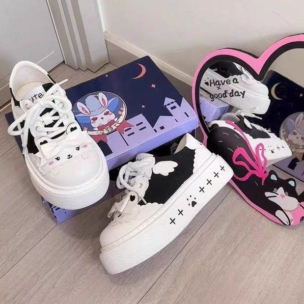 Damen Verspielte Sneakers mit niedlichem Tierdesign und bequemer Sohle Heidi Mode