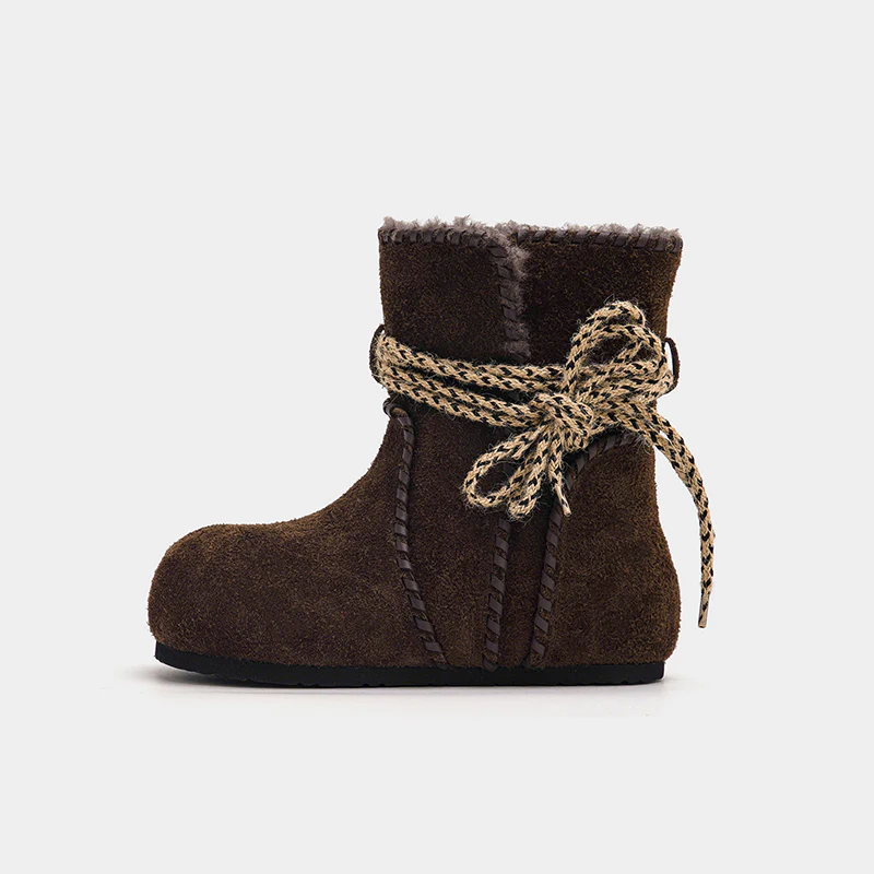 Damen Warme Fleece-Boots mit gefüttertem Innenfutter und dekorativen Schnürsenkeln Heidi Mode - Image 4