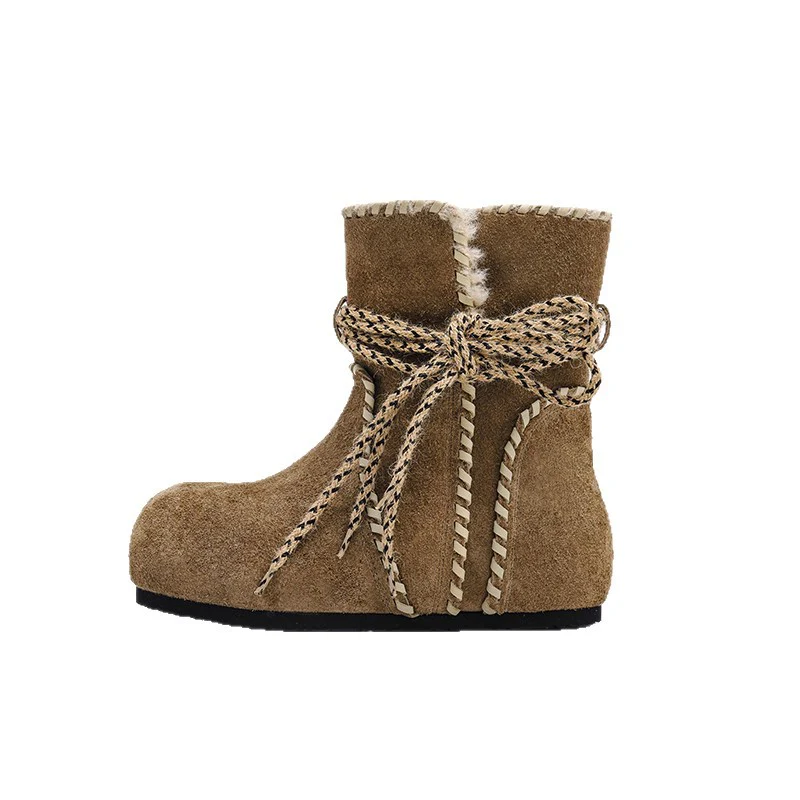 Damen Warme Fleece-Boots mit gefüttertem Innenfutter und dekorativen Schnürsenkeln Heidi Mode - Image 5