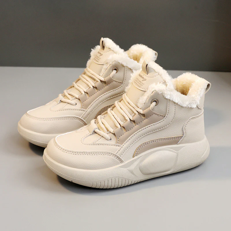 Damen warme High-Top Sneaker mit flauschigem Innenfutter und rutschfester Sohle Heidi Mode - Image 3
