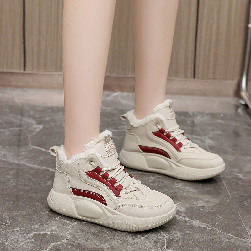 Damen warme High-Top Sneaker mit flauschigem Innenfutter und rutschfester Sohle Heidi Mode - Image 4