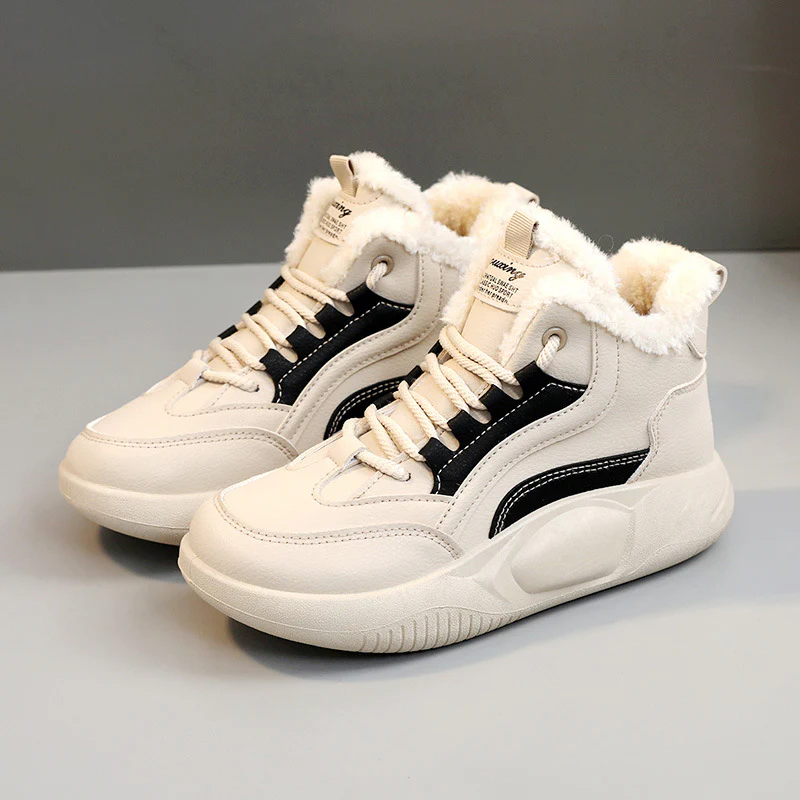 Damen warme High-Top Sneaker mit flauschigem Innenfutter und rutschfester Sohle Heidi Mode - Image 6