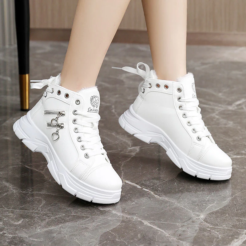 Damen warme High-Top Sneakers mit flauschigem Innenfutter und modischem Design Heidi Mode - Image 4