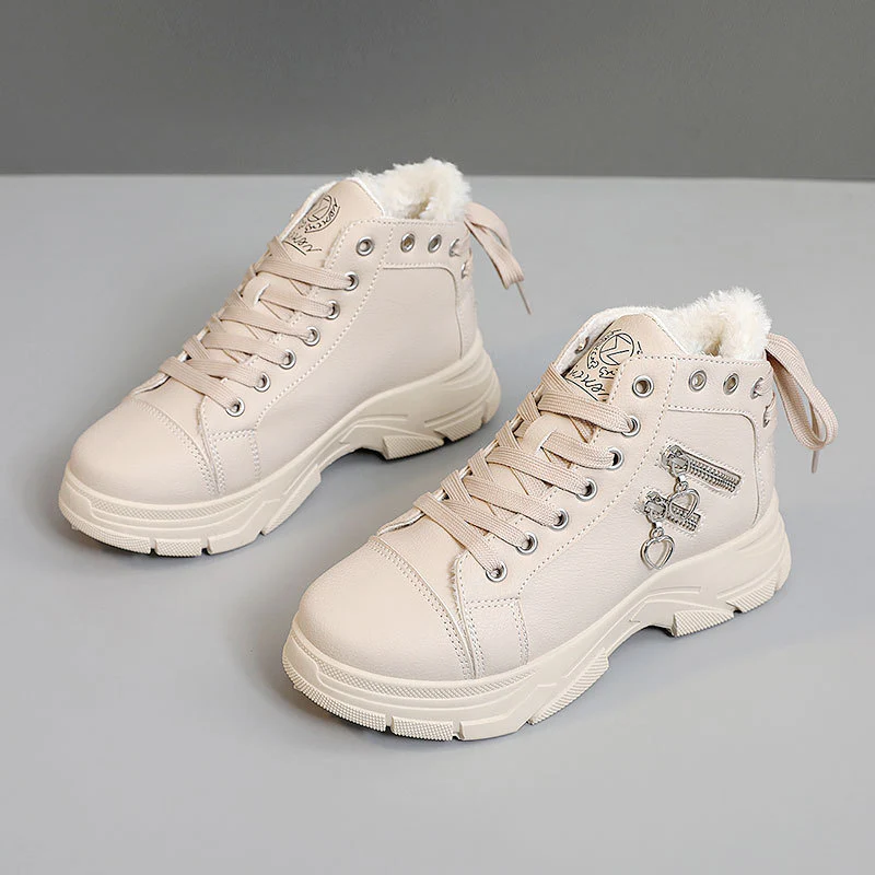 Damen warme High-Top Sneakers mit flauschigem Innenfutter und modischem Design Heidi Mode - Image 7