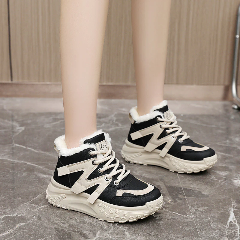 Damen warme High-Top Sneakers mit flauschigem Innenfutter und robuster Profilsohle Heidi Mode - Image 3