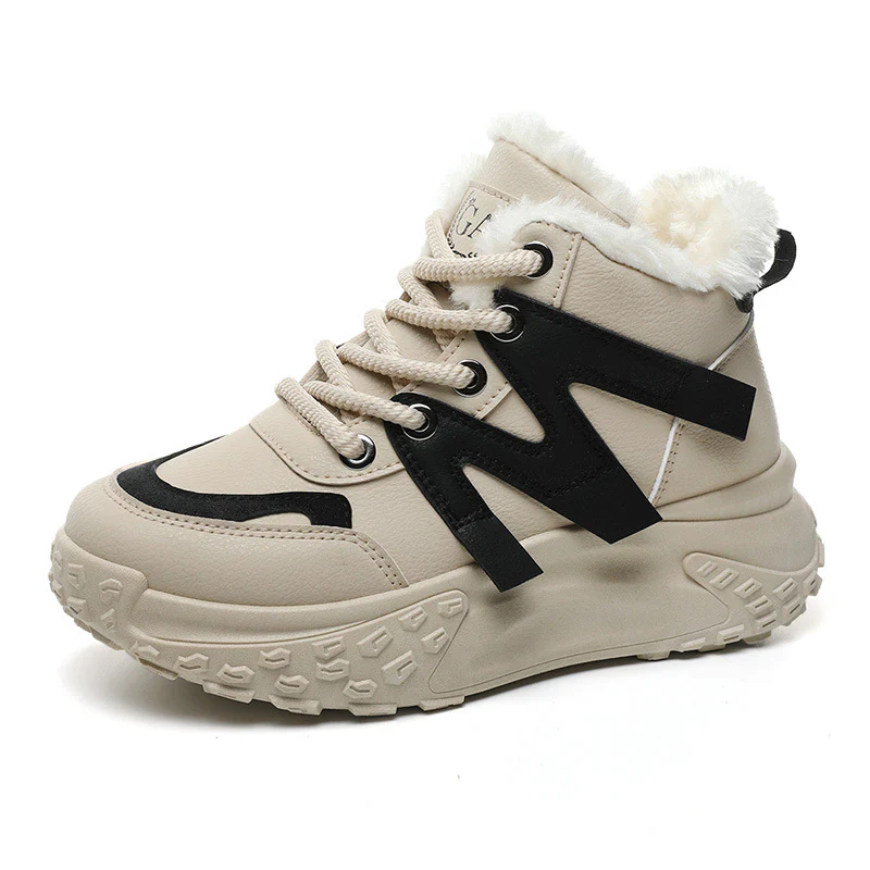 Damen warme High-Top Sneakers mit flauschigem Innenfutter und robuster Profilsohle Heidi Mode - Image 5