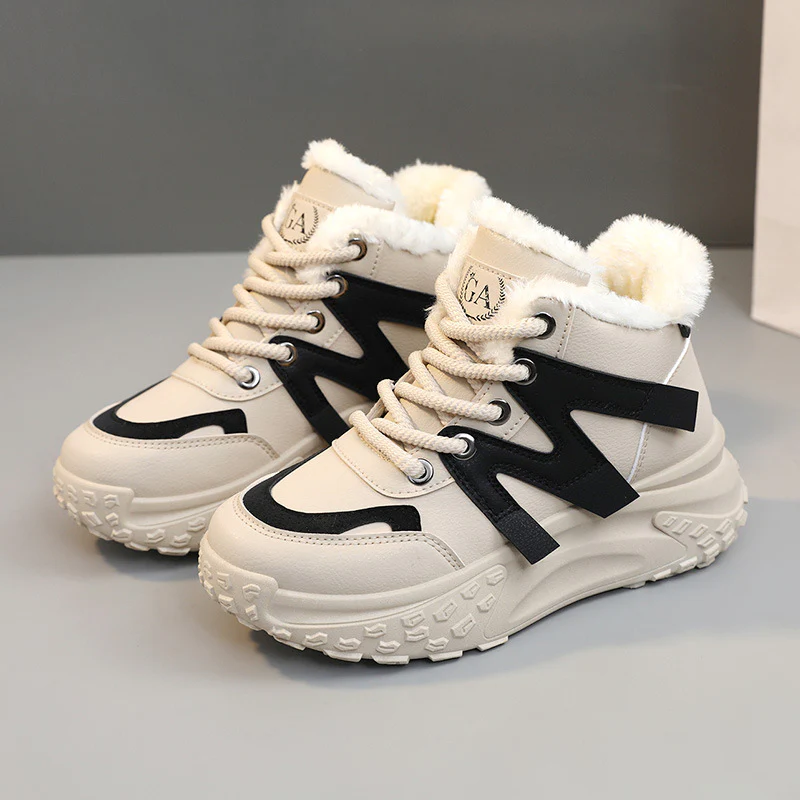 Damen warme High-Top Sneakers mit flauschigem Innenfutter und robuster Profilsohle Heidi Mode - Image 6