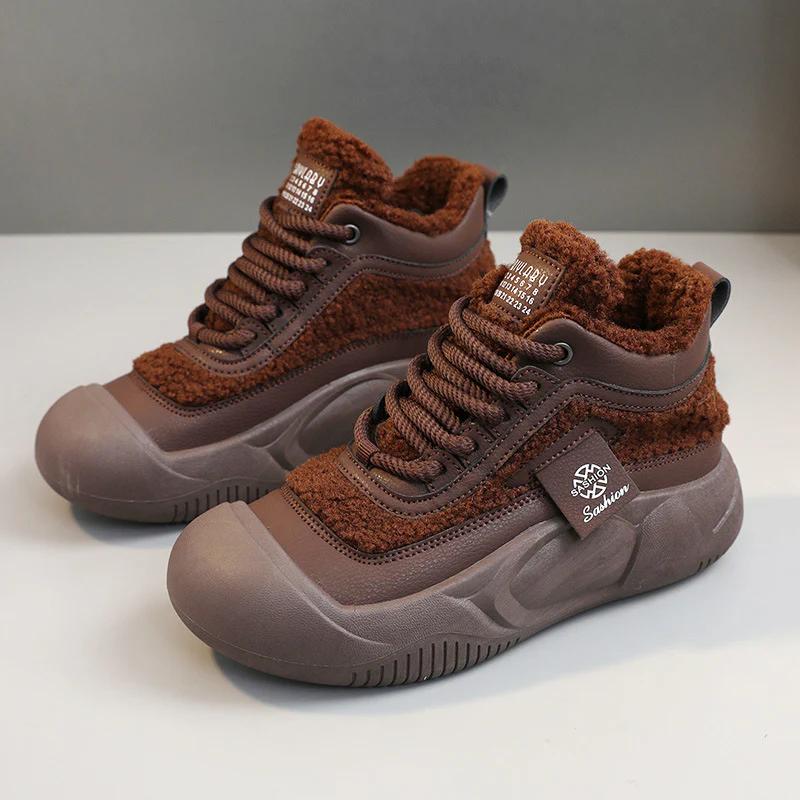 Damen Warme High-Top Sneakers mit flauschigem Innenfutter und rutschfester Sohle Heidi Mode - Image 6