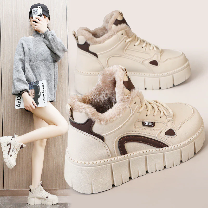 Damen warme High-Top Sneakers mit kuscheligem Innenfutter und rutschfester Sohle Heidi Mode - Image 2