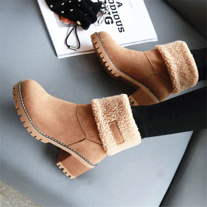 Damen warme Winterstiefel mit kuscheligem Kunstfellrand und robuster Profilsohle Heidi Mode - Image 4