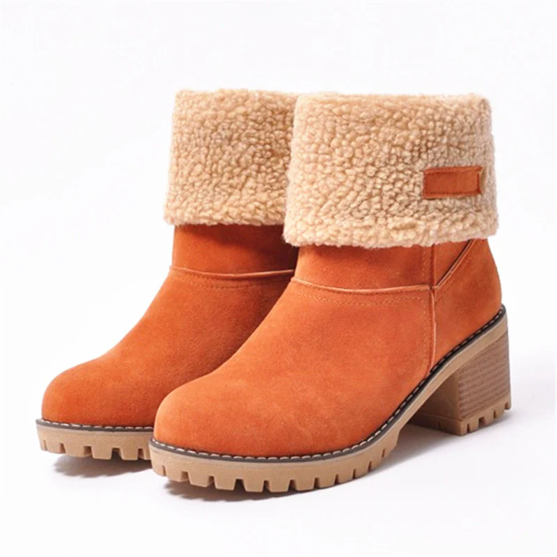 Damen warme Winterstiefel mit kuscheligem Kunstfellrand und robuster Profilsohle Heidi Mode - Image 8