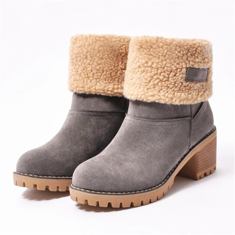 Damen warme Winterstiefel mit kuscheligem Kunstfellrand und robuster Profilsohle Heidi Mode - Image 9