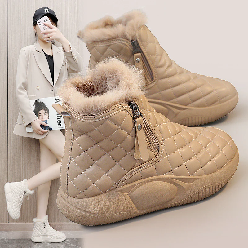 Damen warme Winterstiefel mit modischer Steppung und praktischem Reißverschluss Heidi Mode