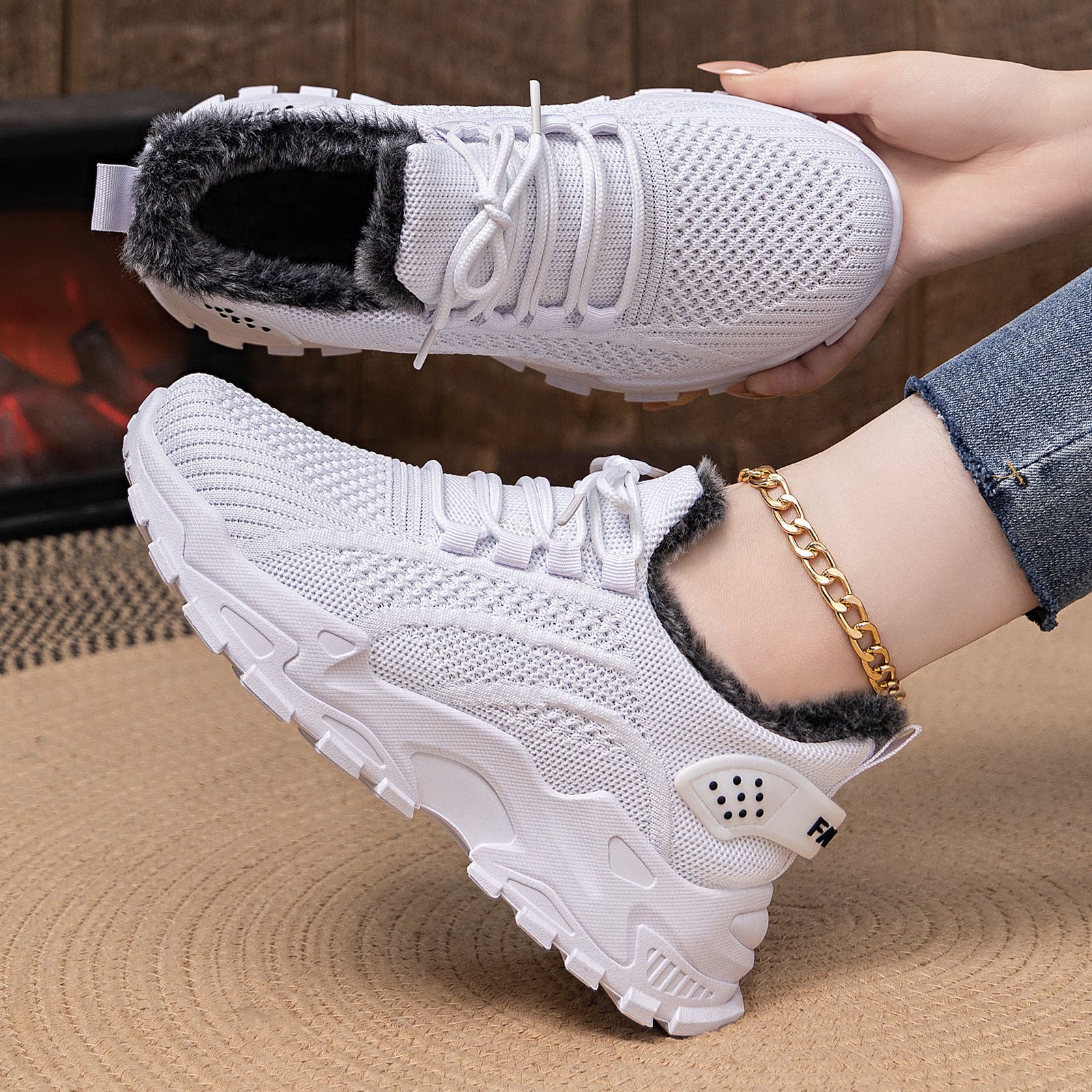 Damen Warmgefütterte Sneakers mit innovativer Strickoberfläche Heidi Mode - Image 6