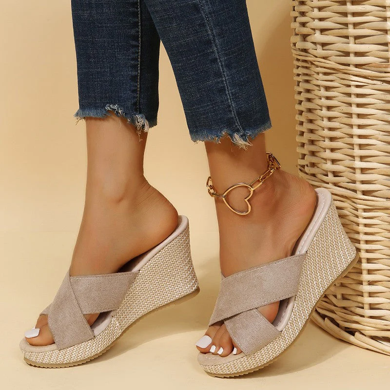 Damen Wedge-Pantoletten mit Elegantem Querriemen und Rutschfester Sohle Heidi-Mode - Image 3