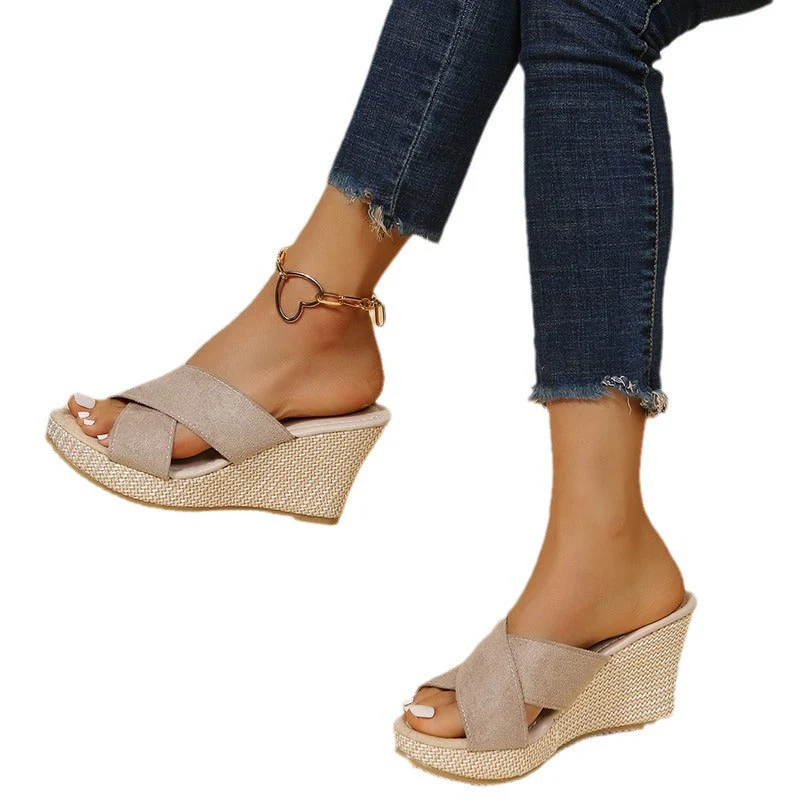 Damen Wedge-Pantoletten mit Elegantem Querriemen und Rutschfester Sohle Heidi-Mode - Image 5