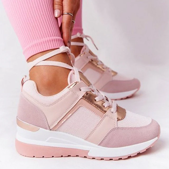 Damen Wedge Sneakers mit atmungsaktiver Oberflächenstruktur und modischem Metallic-Detail Heidi Mode - Image 6