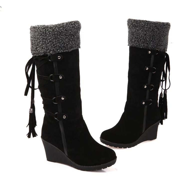 Damen Wedge-Stiefel mit gefüttertem Schaft und modischer Schnürung Heidi Mode - Image 4