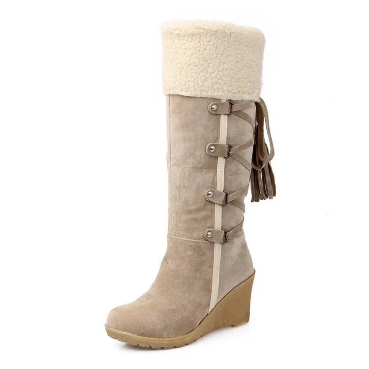 Damen Wedge-Stiefel mit gefüttertem Schaft und modischer Schnürung Heidi Mode - Image 5