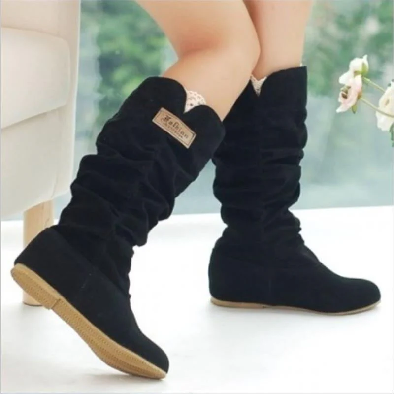 Damen Wedge-Stiefel mit modischer Rüschenstruktur und bequemem Innenfutter Heidi Mode - Image 7