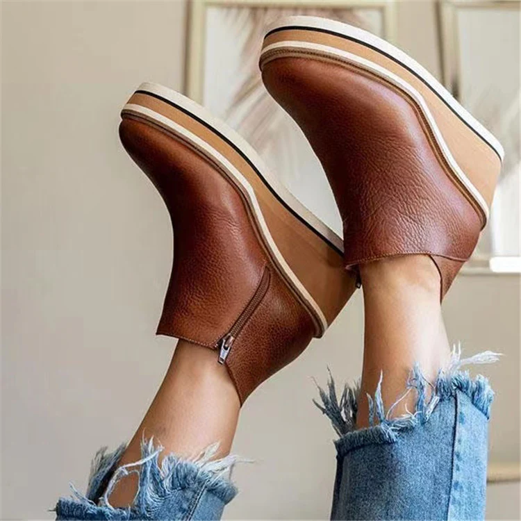 Damen Wedge-Stiefeletten mit hochwertiger Lederspitze und rutschfester Sohle Heidi Mode - Image 2