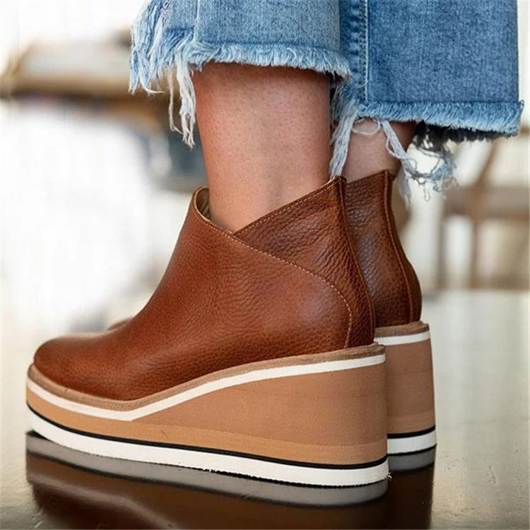 Damen Wedge-Stiefeletten mit hochwertiger Lederspitze und rutschfester Sohle Heidi Mode - Image 7