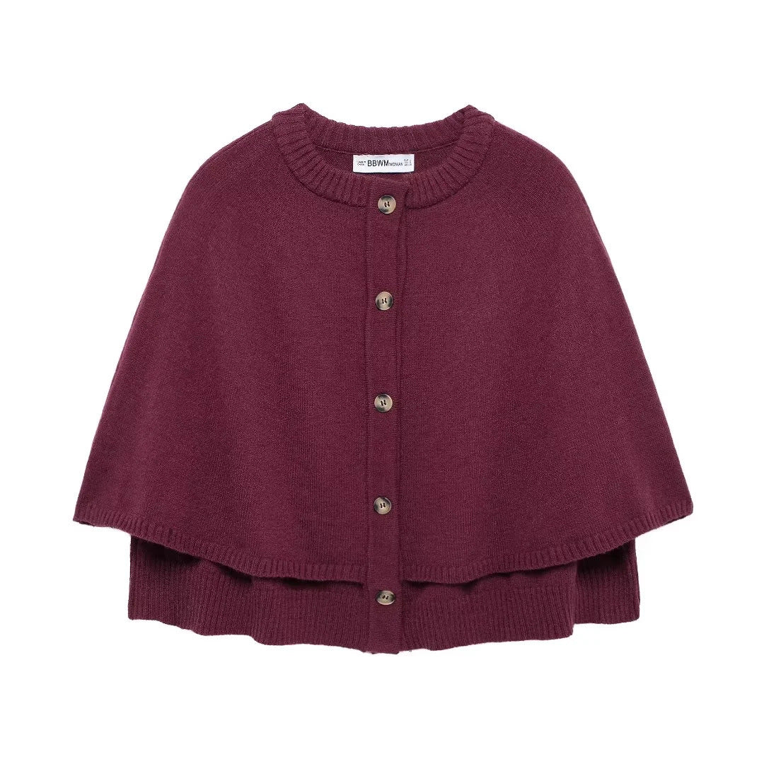 Damen Weiches Strick-Cape mit Knöpfen Heidi-Mode - Image 4