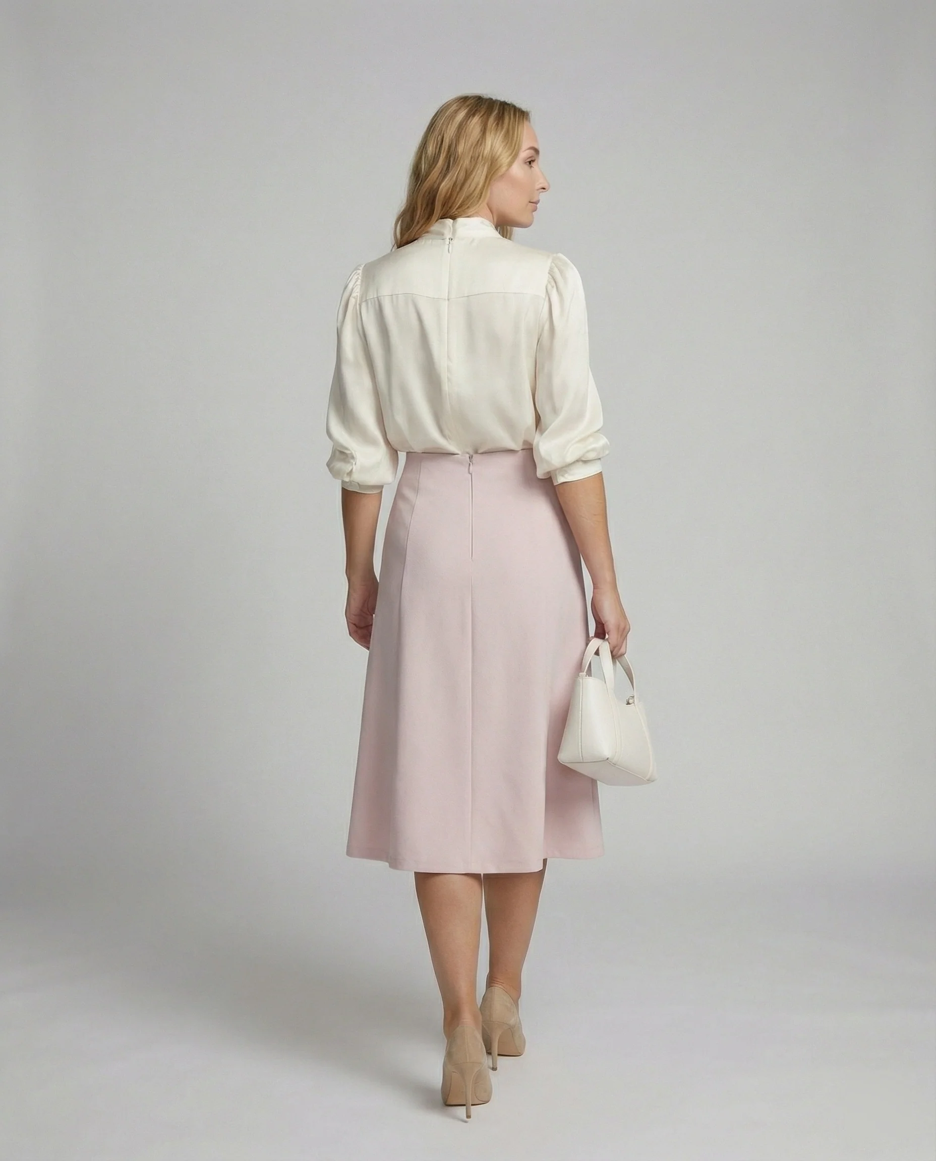Damen Weißer Polo Sweater Damen elegante Chiffonbluse mit Schleifenkragen und Manschetten - Image 2