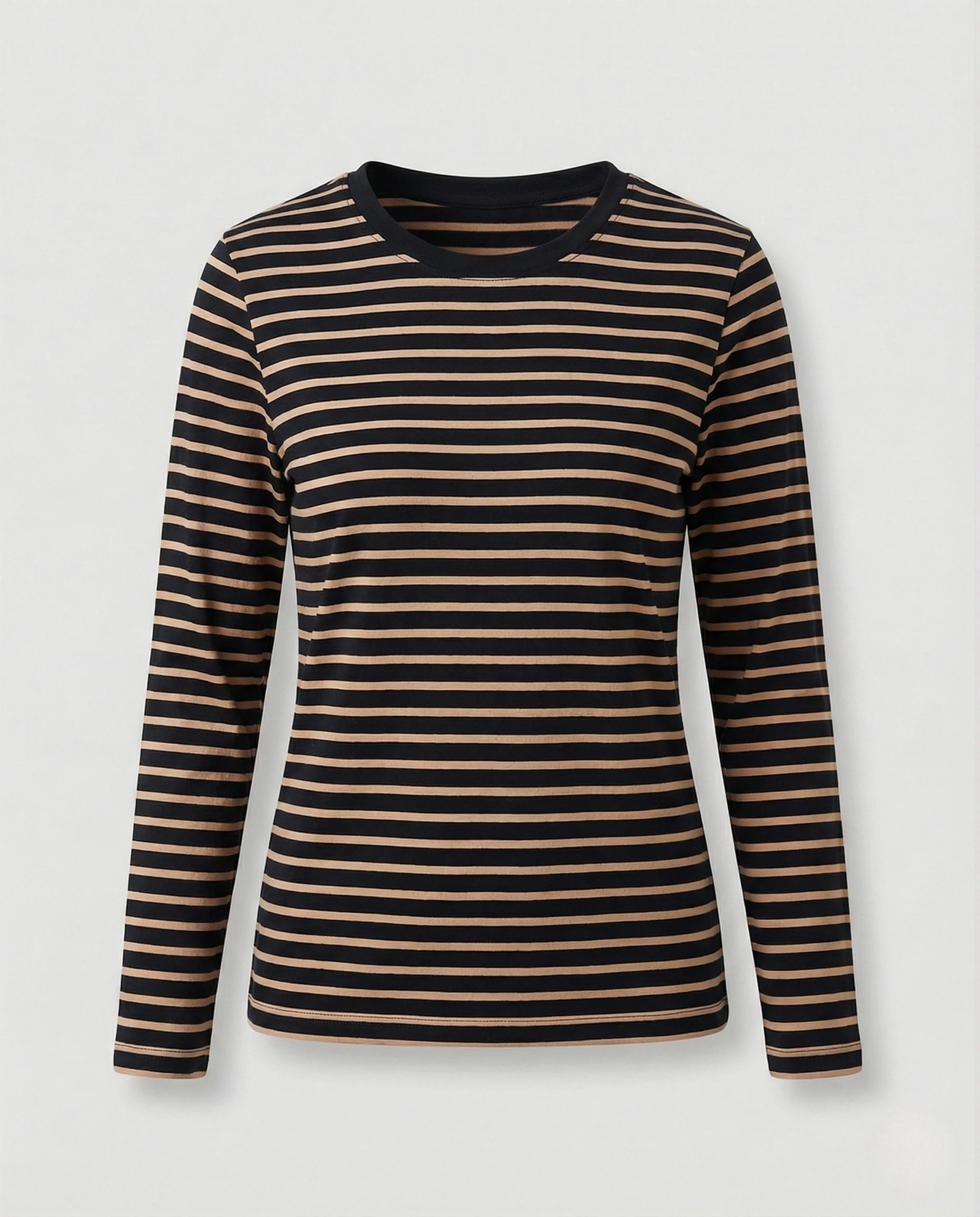 Damen Weißer Strickpullover Slim Fit gestreiftes Langarmshirt aus feinem Baumwolljersey mit Rundhals und schmaler Silhouette Heidi Mode - Image 15
