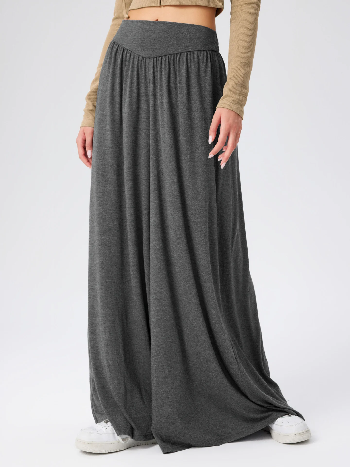 Damen Weit geschnittene Jersey-Hose mit elastischer Taille und elegantem Fall Heidi-Mode - Image 3