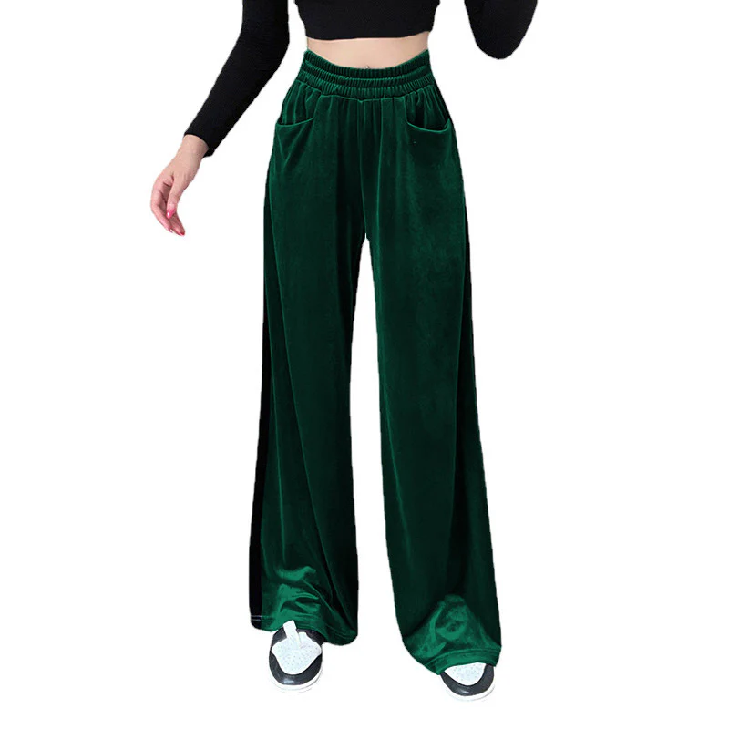 Damen Weit geschnittene Samthose mit Elastikbund und praktischen Taschen Heidi-Mode - Image 5