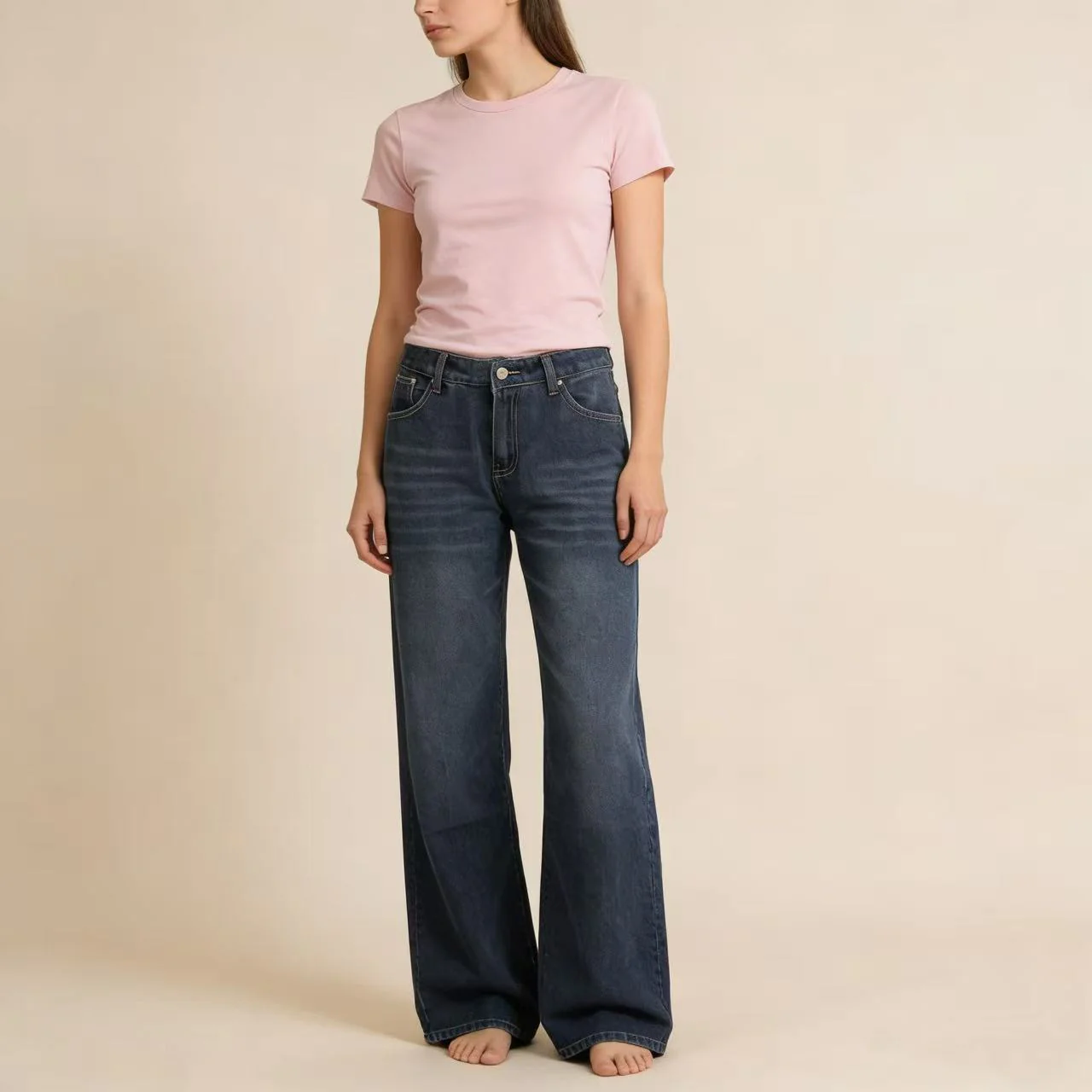 Damen Weite Stretch-Jeans mit High-Waist Passform - Image 6