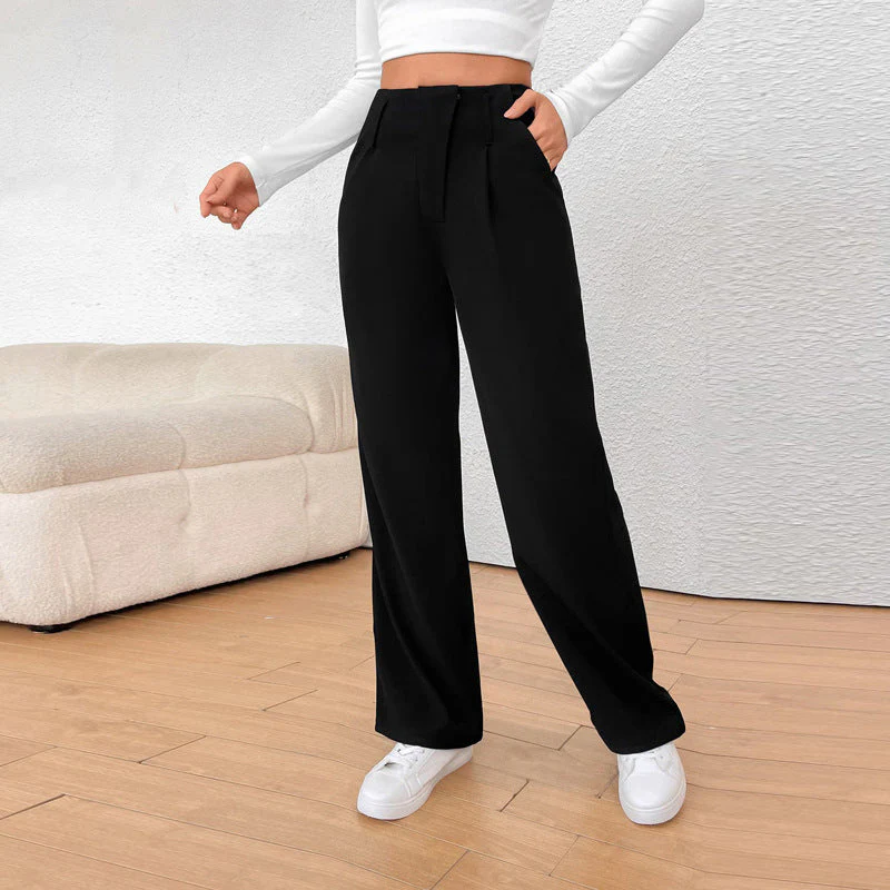Damen Weite Anzughose mit Eleganter Faltenlegung und Hohen Taschen Heidi-Mode - Image 3