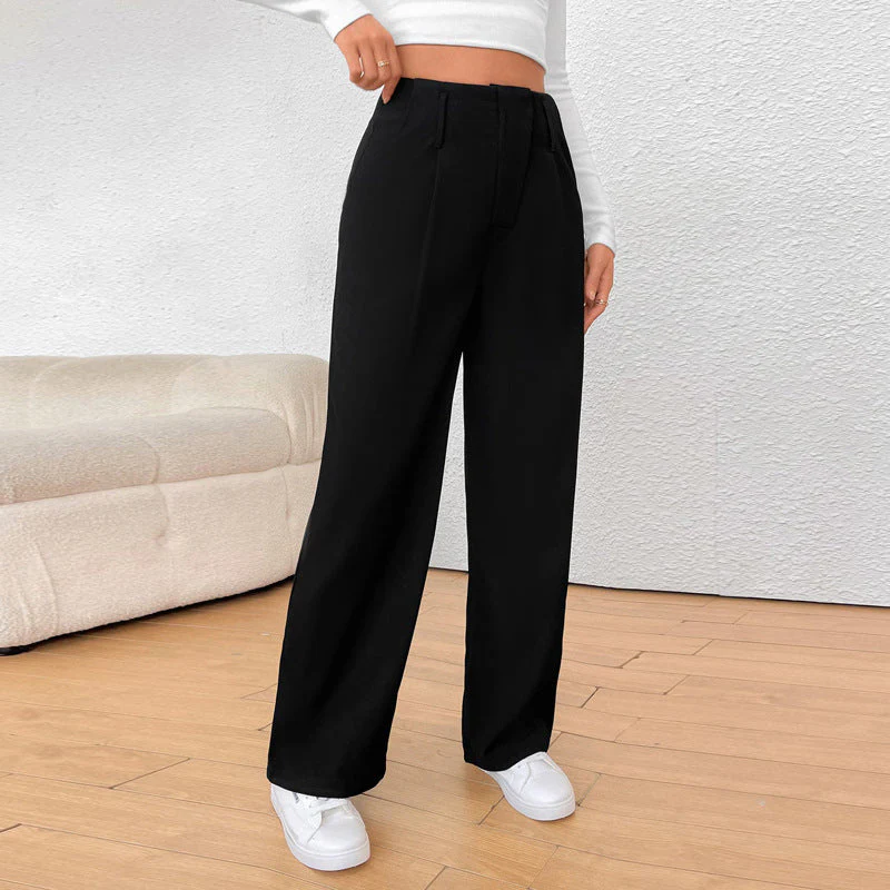 Damen Weite Anzughose mit Eleganter Faltenlegung und Hohen Taschen Heidi-Mode - Image 4