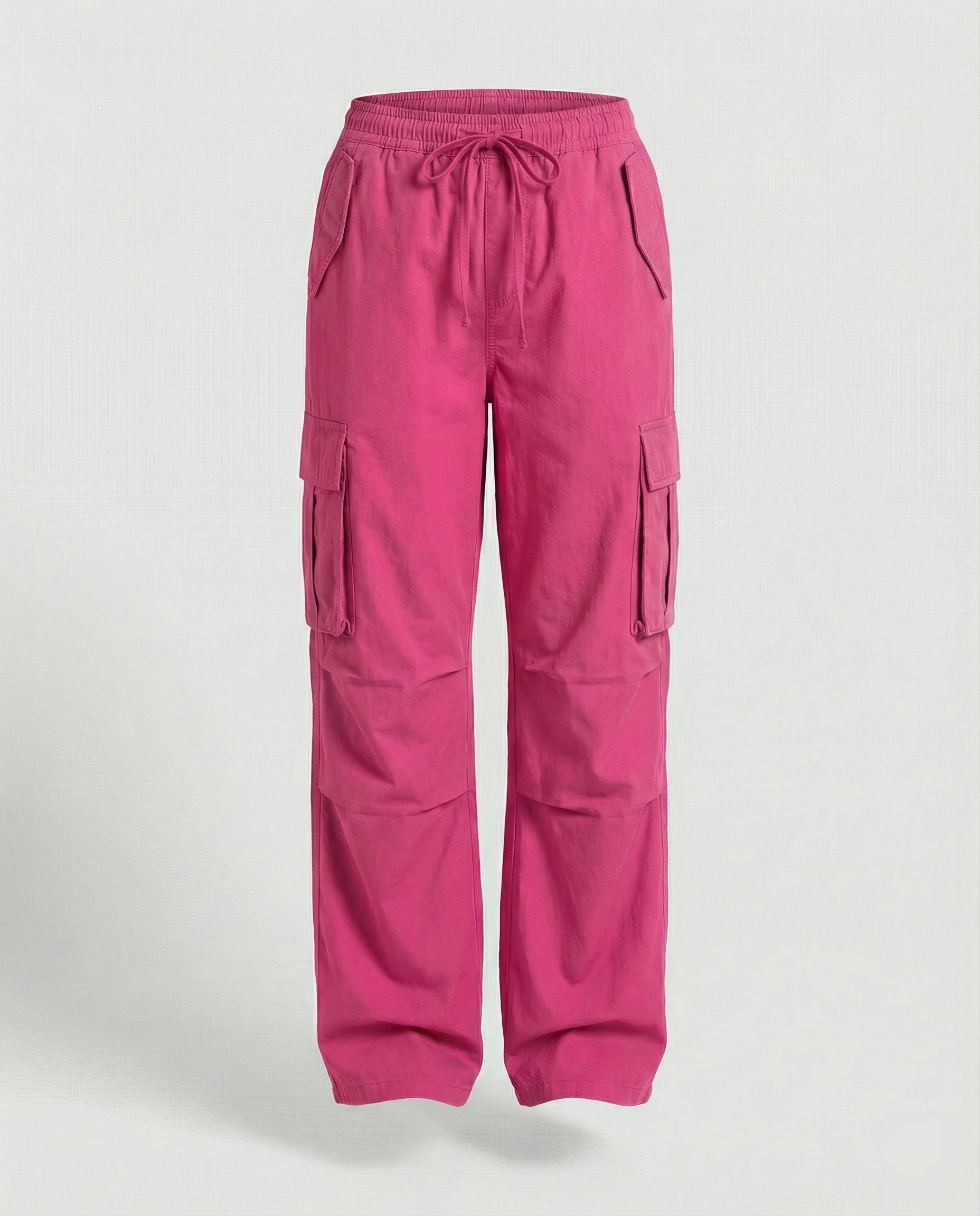 Damen weite Cargo-Hose im Retro-Utility-Stil mit hochgeschnittenem Bund Tunnelzug Mehrfachklappentaschen und verstellbaren Seitenschlaufen Heidi-Mode - Image 11
